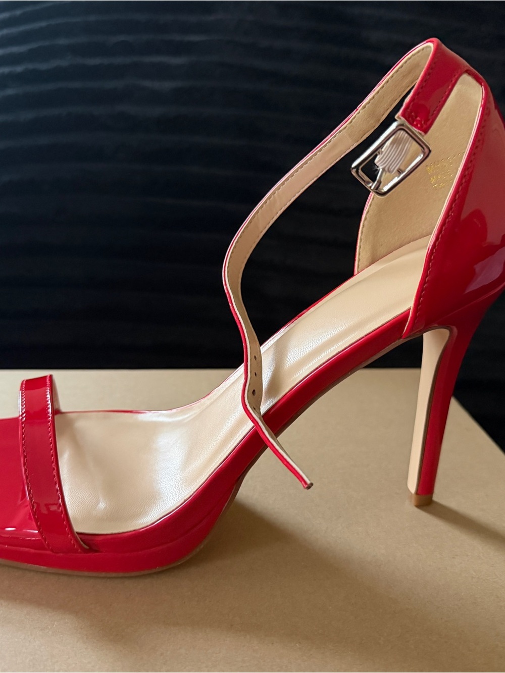 Red Patent High Heel Ankle Strap Sandals - Women